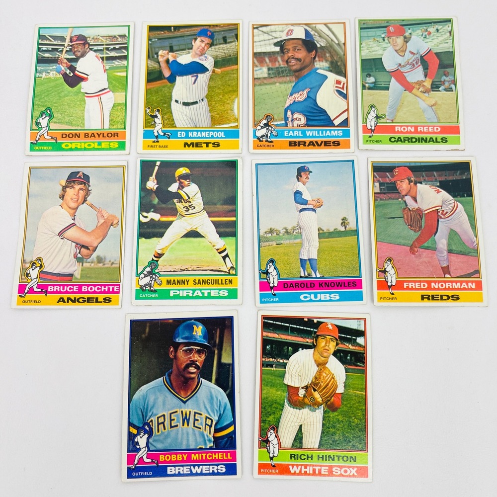 Topps Baseball Cards Lot 10 1976 Don Baylor Manny Sanguillen MLB Sport Good